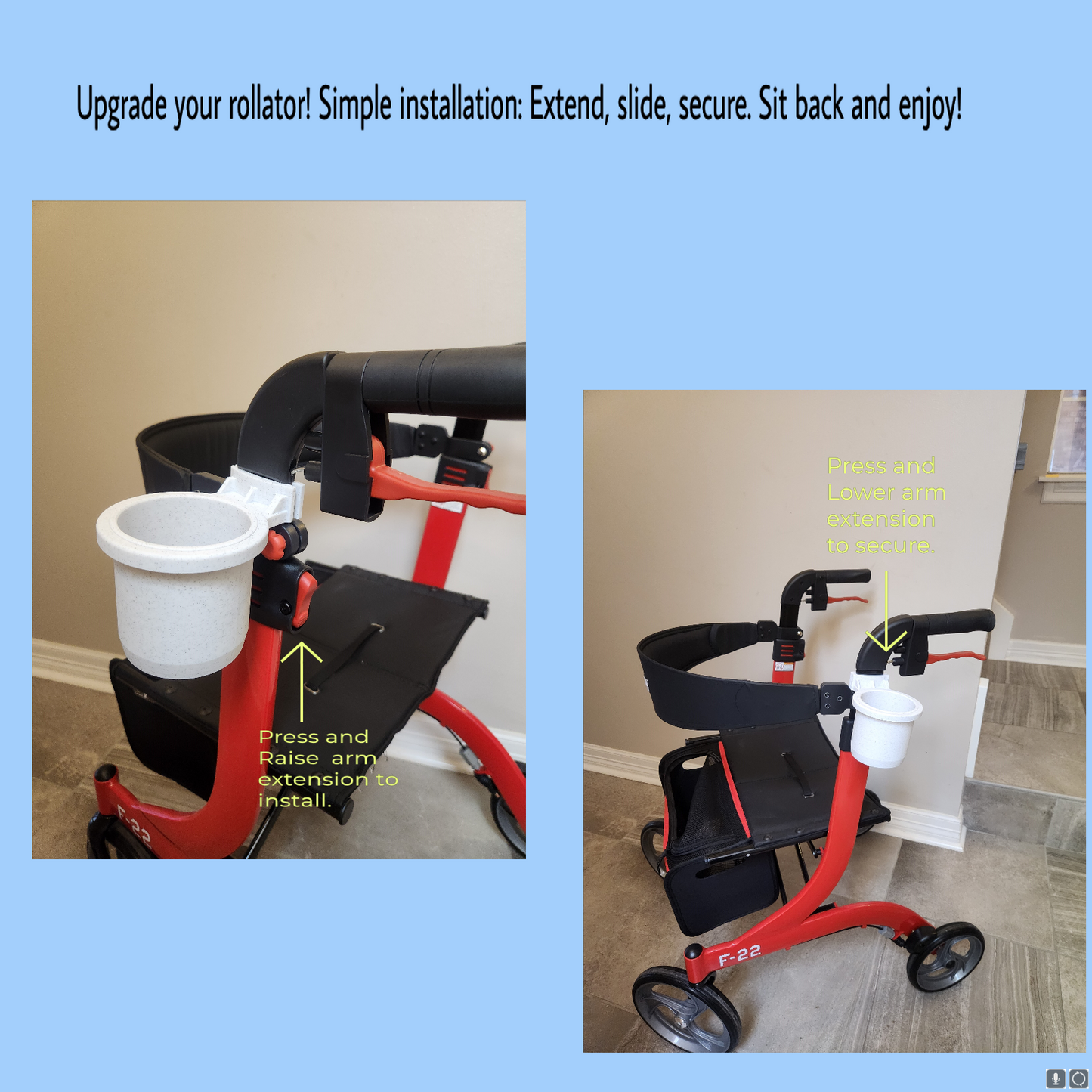 Cup Holder compatable with the Drive F-22 Rollator