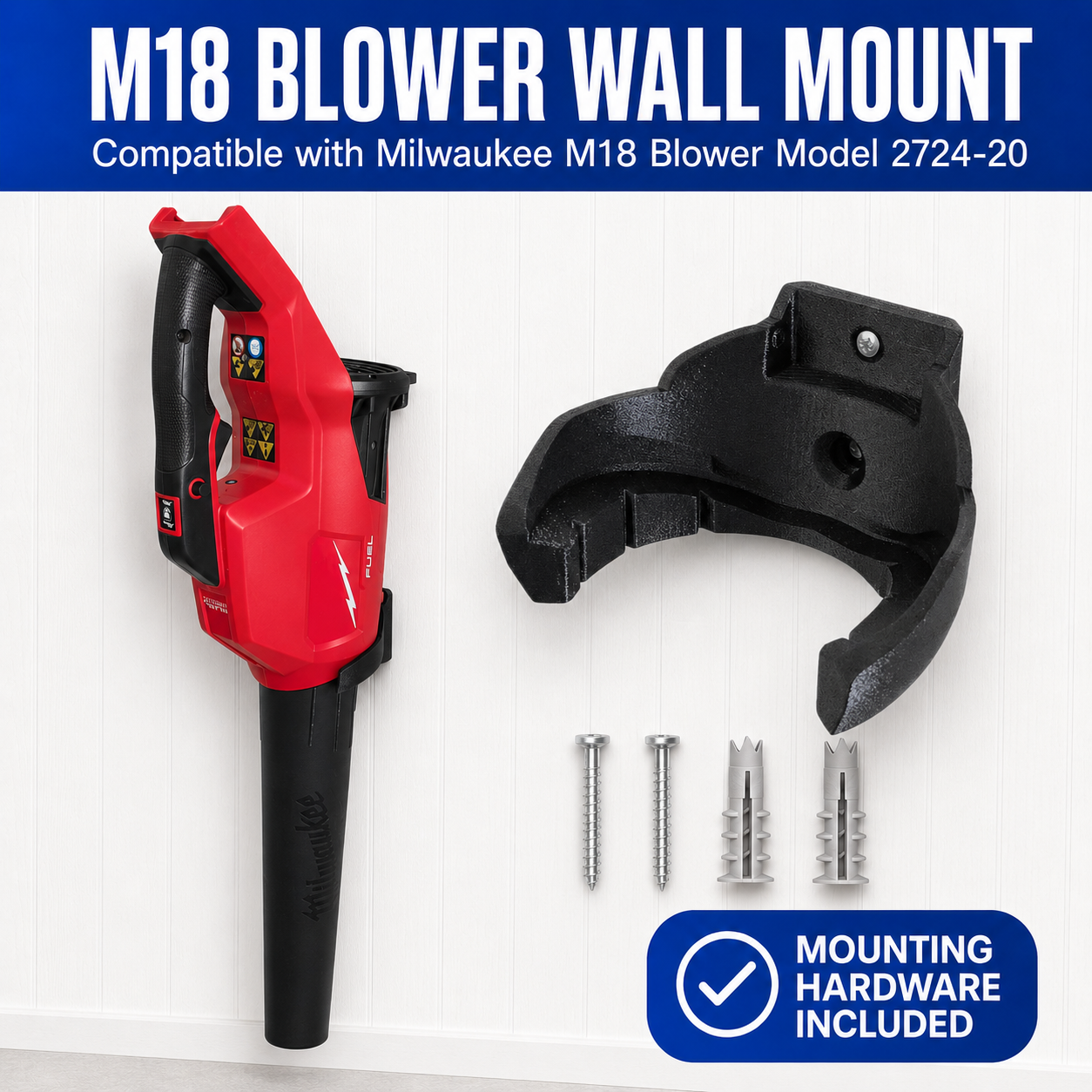 Custom Wall Mount Compatible with Milwaukee M18 Blower Model 2724-20